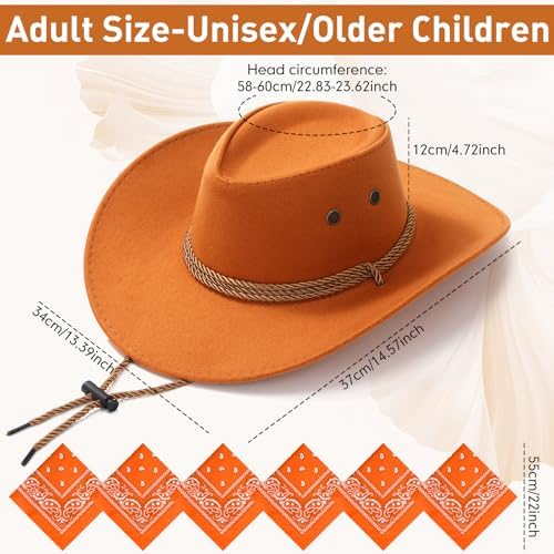 Zhanmai 12 Pcs Cowboy Hat and Bandana Set