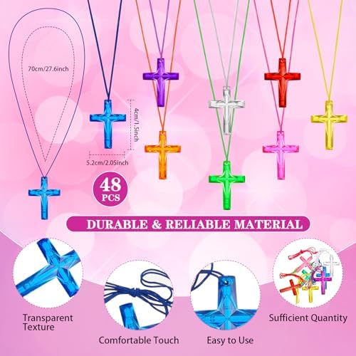 48 Pcs Cross Necklaces and Bracelets for Religious Party Favors