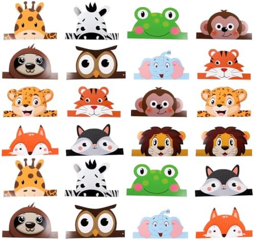 LUOZZY 24pcs Animal Party Hats for Kids