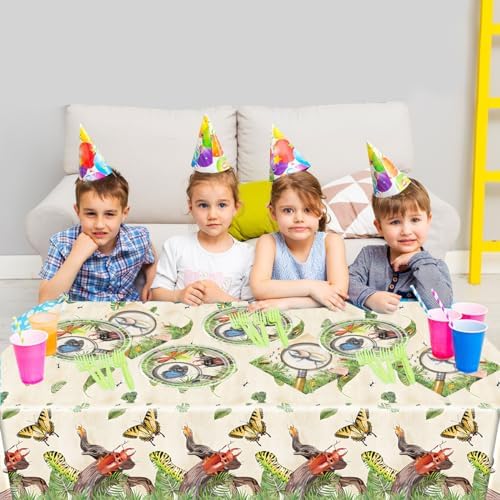 OULUN Bug Party Decorations Tableware Set 20 Plates 20 Napkins Tablecloth
