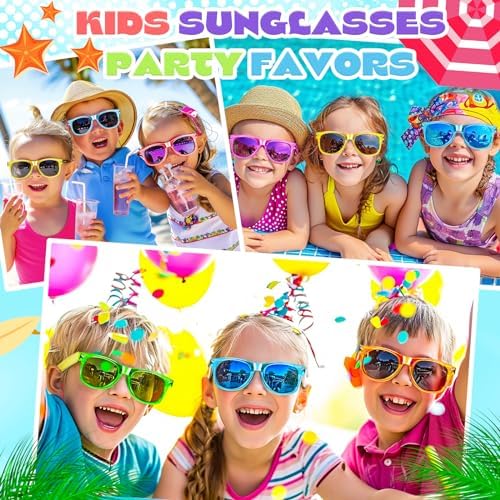 GIFTINBOX 24 Pack Kids Neon Sunglasses