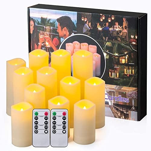12 Pack Flameless Candles with 2 Remotes - Waterproof LED Candles for Weddings and Parties