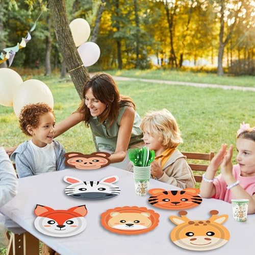 60PCS Jungle Animal Shaped Paper Plates for Birthday Baby Shower Safari Themes
