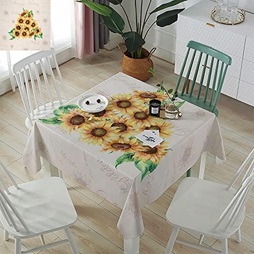 ZOE GARDEN Square Tablecloth Vintage Yellow Sunflower Washable