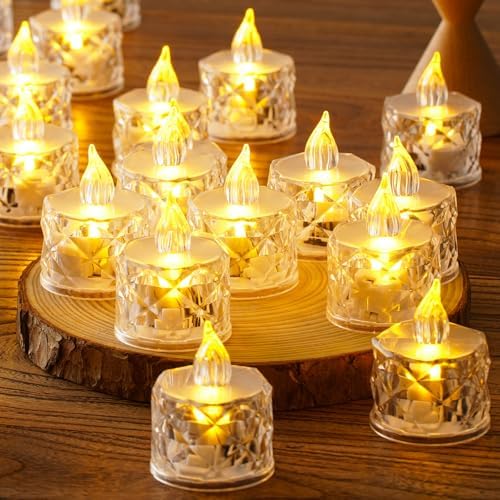 24 Piece Flashing Battery LED Votive Candles for Decorations