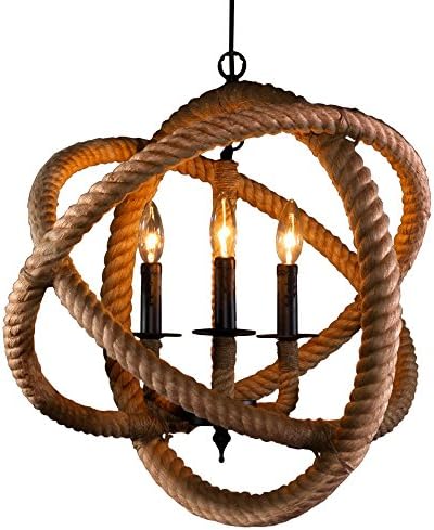 Whse of Tiffany 3-Light Rope Enclosed Chandelier