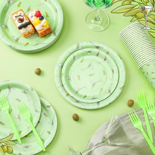 Zhehao 96 Pcs Martini Party Plates Cups Forks Set