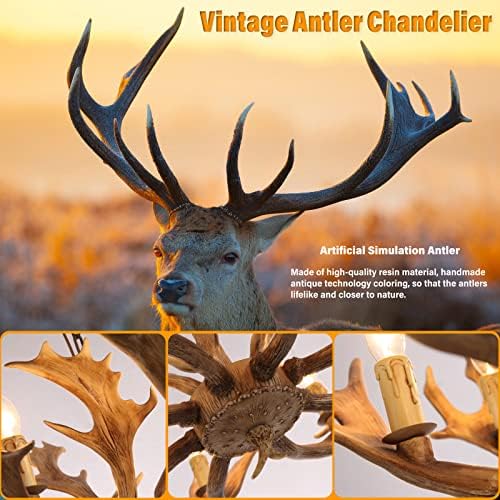 Rustic Antlers Chandelier Vintage Deer Horn Pendant Light