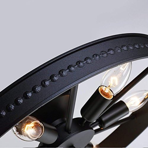 6-Light Rustic Metal Ceiling Fixture Black Round Industrial Style