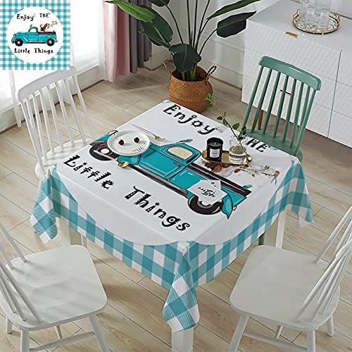 Square Tablecloth Waterproof Stainproof Retro Farm Blue