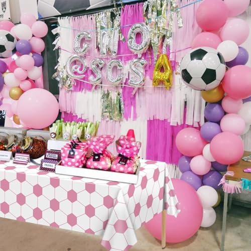 4Pcs Pink Soccer Tablecloths for Girls Party Decor