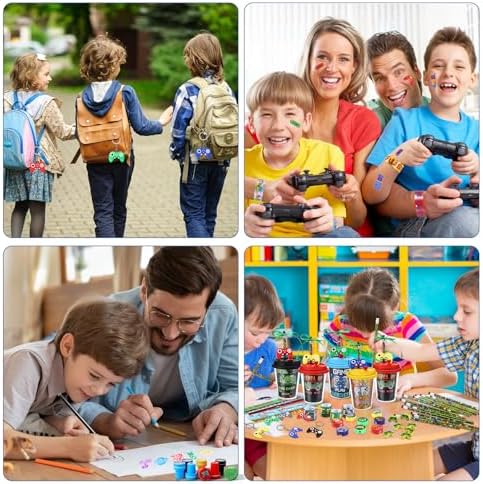 110 Pcs Gamer Party Favor Set with Cups Stickers Keychains and More