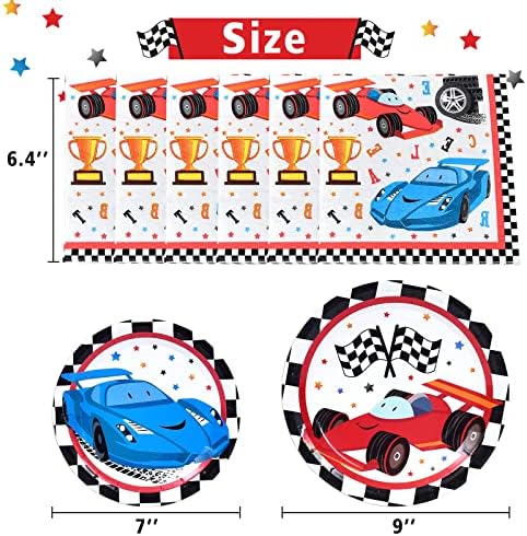 Wernnsai Race Car Party Plates Napkins Set 48PCS