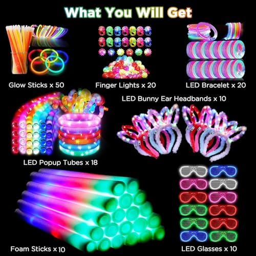 Bietrun 138PCS Glow in the Dark Party Supplies Set