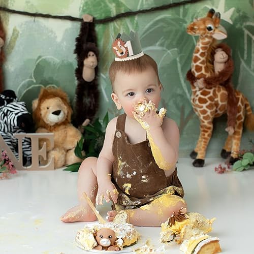 Wild One Birthday Crown Green for Baby 1st Birthday