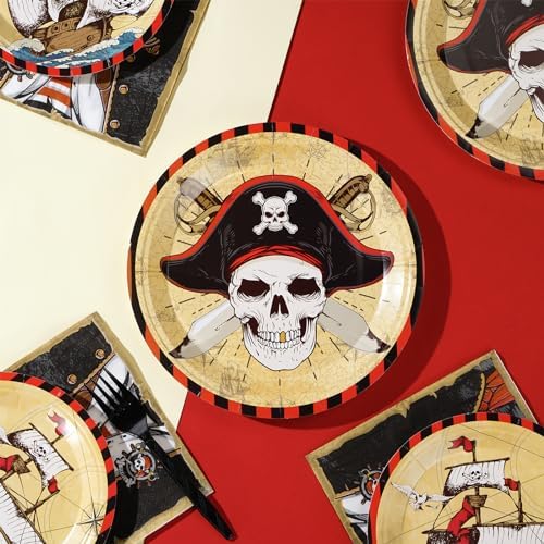 Grencian Pirate Party Tableware Set 96 Pcs Serves 24