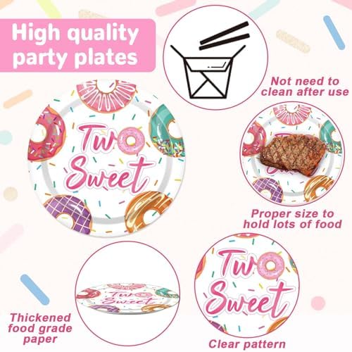ZOIIWA 98 Piece Two Sweet Donut Party Tableware Set
