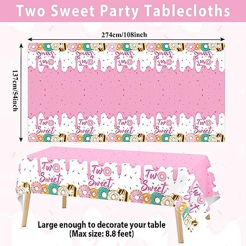 ZOIIWA 3 Pack Donut Themed Birthday Tablecloths