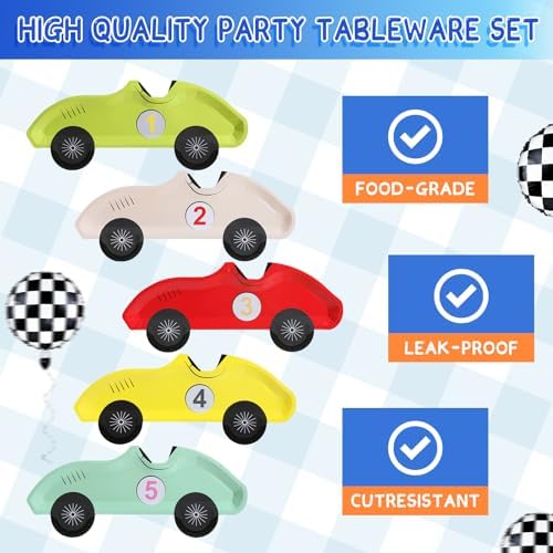 25 Pack Vintage Racing Car Plates for Birthday Party Supplies