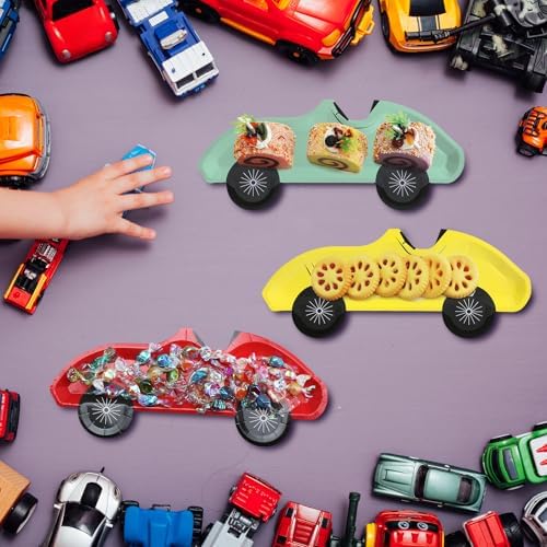 25 Pack Vintage Racing Car Plates for Birthday Party Supplies