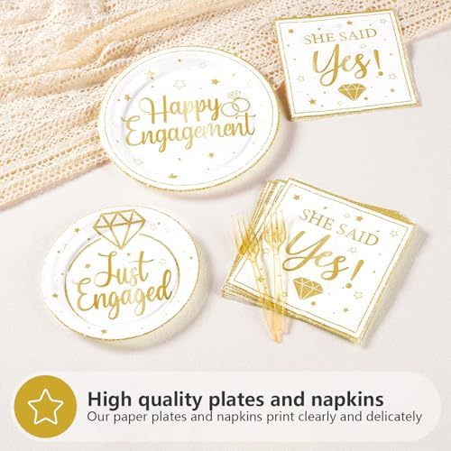 Grencian 96Pcs Happy Engagement Plates Napkins Set