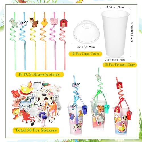 Threan 224 Pcs Farm Animals Party Favors Set