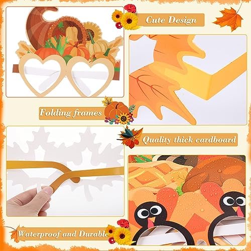 Hiboom 24 Pcs Thanksgiving Paper Glasses Party Props