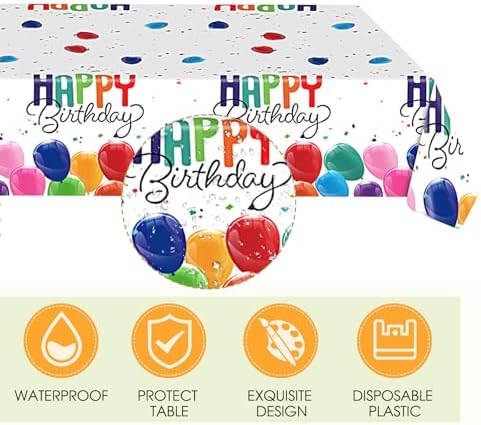 41PCS Happy Birthday Decorations with Confetti Balloon and Tablecloth Set