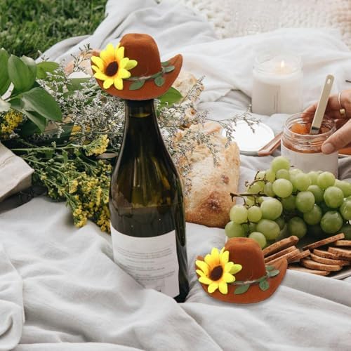 UPKOCH 2pcs Mini Felt Hats with Sunflower Embroidery