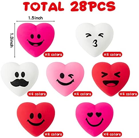 Eartim Valentines Day 28-Piece Heart Mochi Toys
