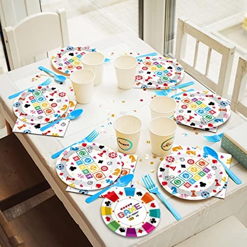 Wiooffen 96 Pcs Game Night Party Supplies Set for 24 Guests