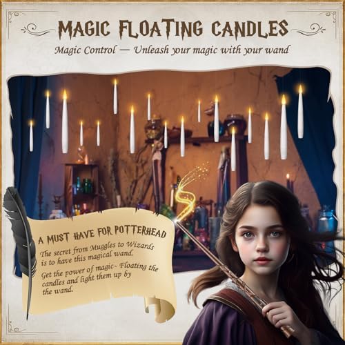 Floating Candles with Wand 10PCS - Flameless Magic Halloween Decor