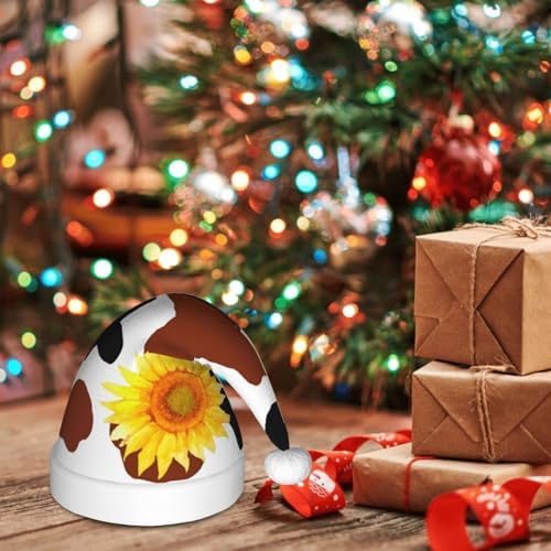 Cow Print Christmas Santa Hat for Kids
