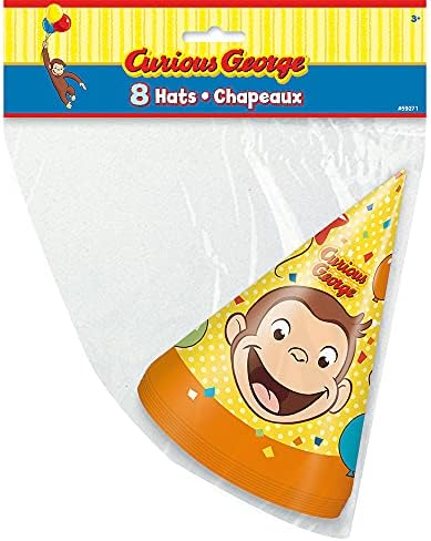 Vibrant Colors Curious George Party Hats Pack of 8