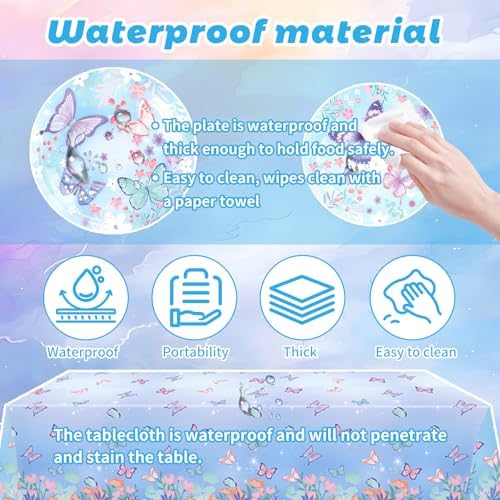 Butterfly Themed Party Supplies Set for 24 Guests Blue
