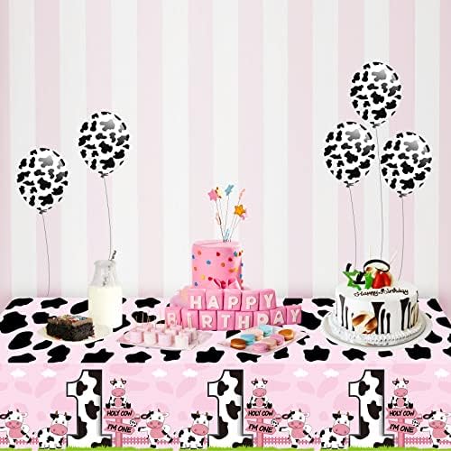 3Pack Pink Holy Cow Im One Birthday Tablecloths Decorations