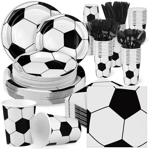 400 Piece Soccer Party Tableware Set for 50 Guests