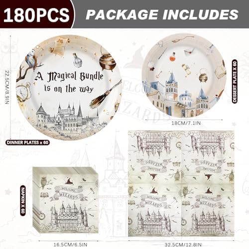 180PCS Magical Wizard Party Tableware Set