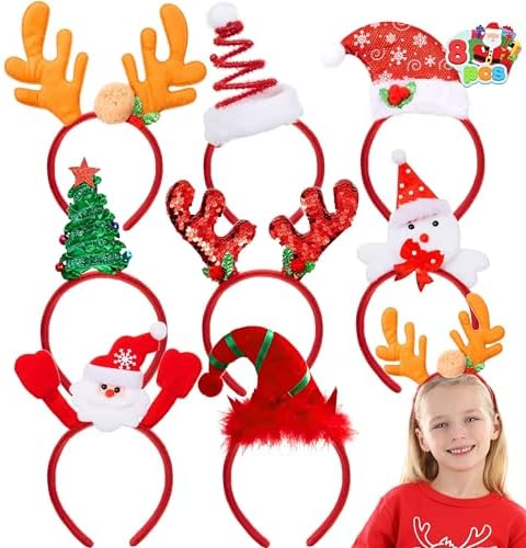 JOYIN 8 Piece Christmas Headband Set for Kids and Adults