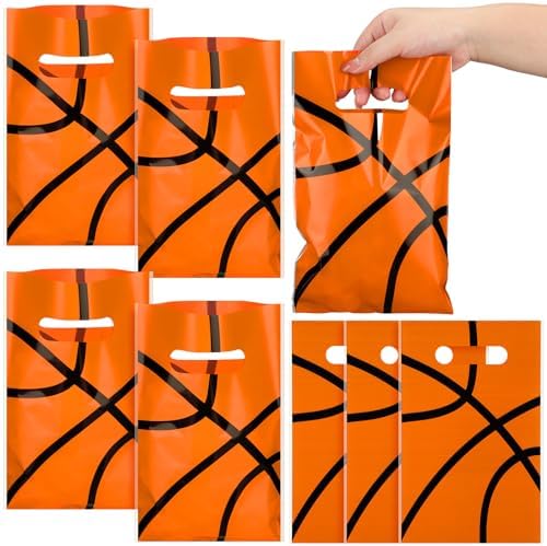 150 Pcs Basketball Themed Treat Bags with Handles for Party Supplies