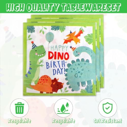 40 Pcs Dino Birthday Supplies Plates Napkins for Kids Party