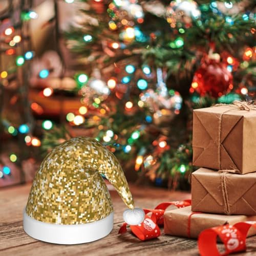 Glitter Gold Santa Hat for Kids Baby Christmas Hat