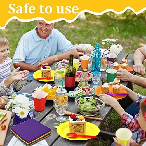 Karenhi 144 Piece Rainbow Party Tableware Set for 24 Guests