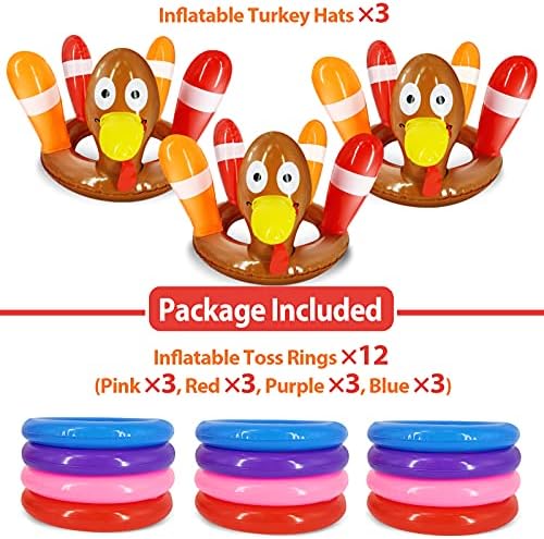 3 Pack Thanksgiving Ring Toss Games for Kids and Family