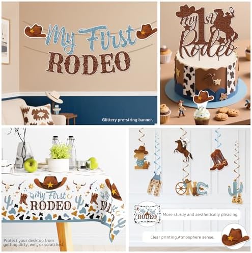 168 PCS First Rodeo Birthday Decorations for Boys