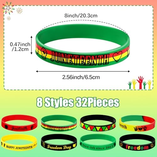 64PCS Juneteenth Party Favors Set Freedom Day Button Badges Pins Bracelets Decorations Bag Fillers