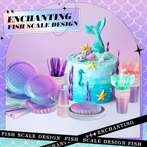 Blushtier 350 Pcs Mermaid Party Supplies Set for 50 Guests