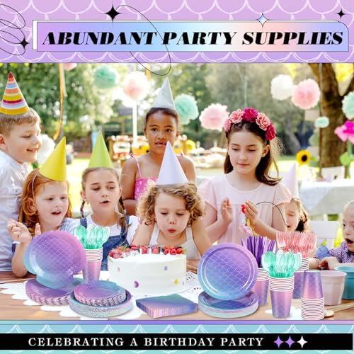 Blushtier 350 Pcs Mermaid Party Supplies Set for 50 Guests