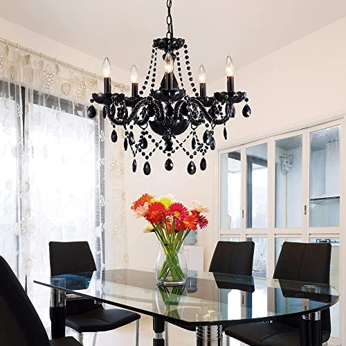 Saint Mossi Modern K9 Crystal Chandelier Black 5 Lights