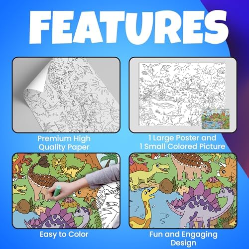 Giant Dinosaur Coloring Poster for Kids